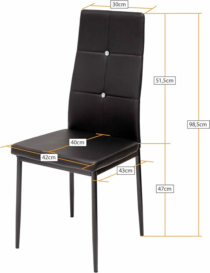 Albatros Esszimmerstühle 4er Set Diamond, Schwarz - Edler Diamant-Look, Kunstleder-Bezug, bequemer P