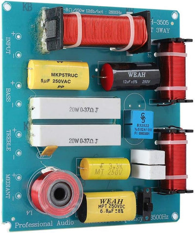 Sutinna 3-Wege-Audiofrequenzteiler, 300-W-Lautsprecher-Crossover-Filter mit Überstromschutz Geeignet