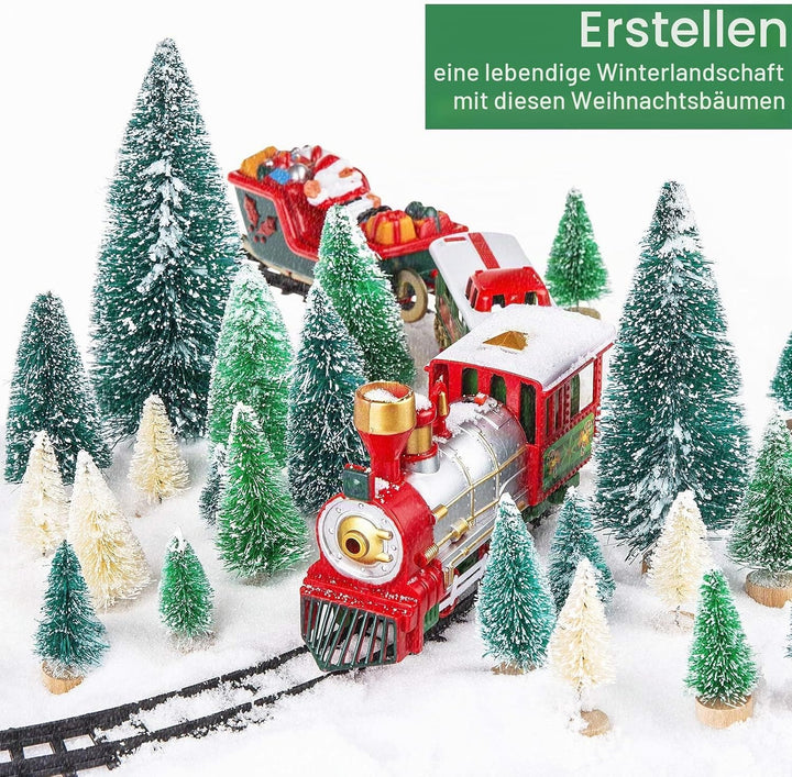 MELLIEX 60 Stück Miniatur Weihnachtsbaum Künstlicher Mini Modell Weihnachtsbaum Kunststoff Winter Or