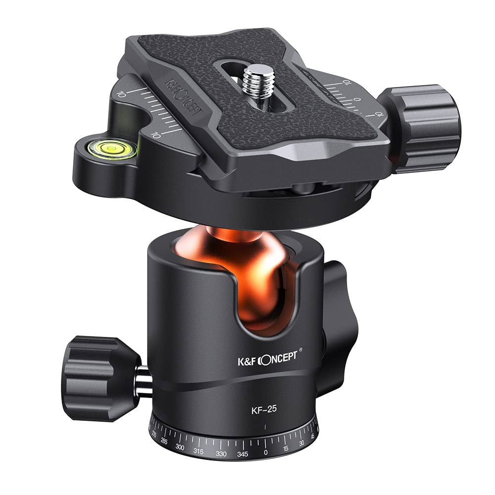 K&F Concept KF25 Kugelkopf Stativkopf, Kamera Kugelkopf mit 1/4 Zoll Schnellwechselplatte und Wasser