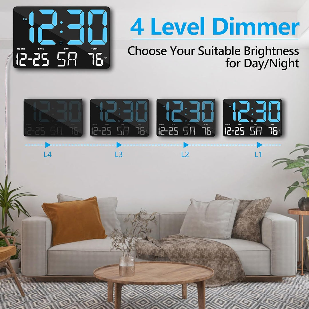 SZELAM Digitaluhr Grosses Display,11,5" Digitale wanduhr mit Funkfernbedienung,LED Übergrosse Wanduh