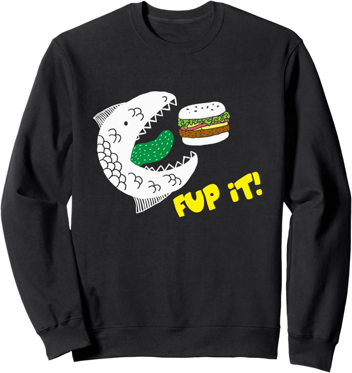Fup It Cheeseburger Monster Cartoon Sweatshirt