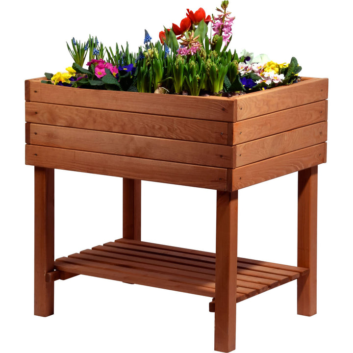 dobar® 58270e breites Hochbeet Kubus Massiv-Holz mit Ablageboden | Salatbeet Bausatz für Gemüse | Er