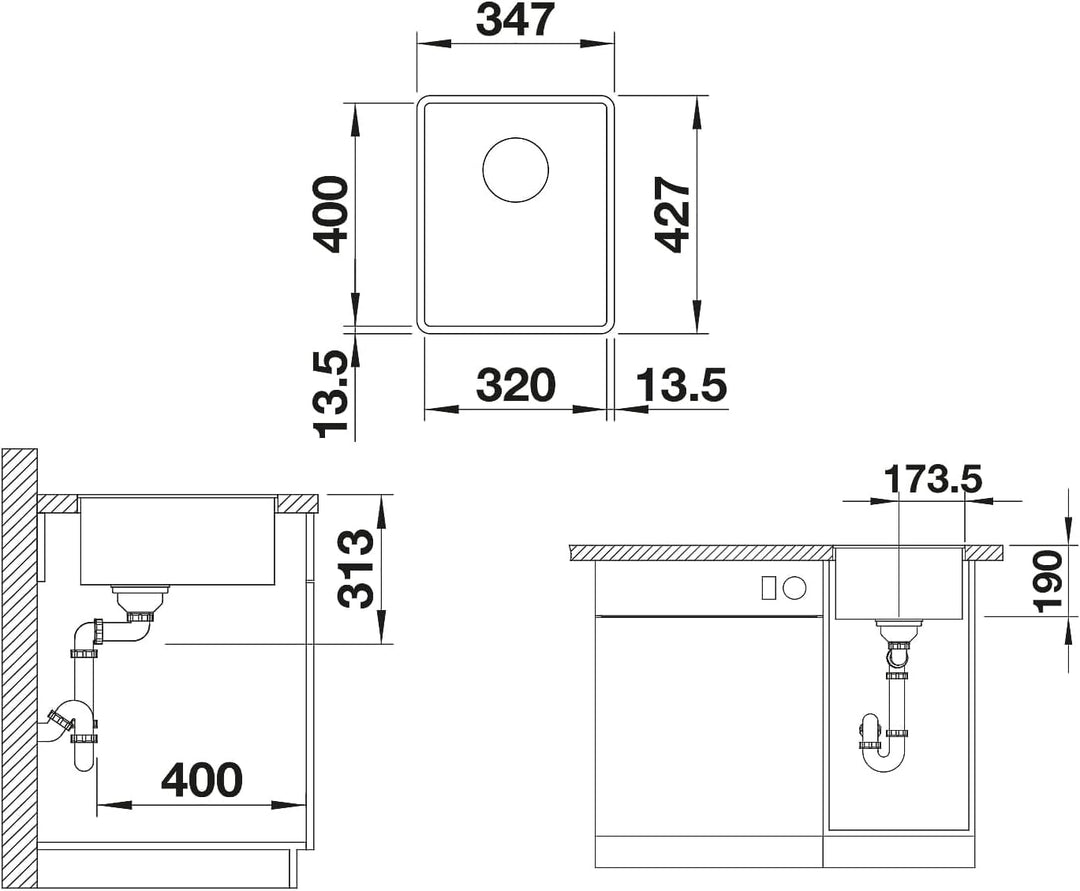 BLANCO SUBLINE 320-F | SILGRANIT weiss | Einbauart: Flächenbündig | ohne Ablauffernbedienung | 40er