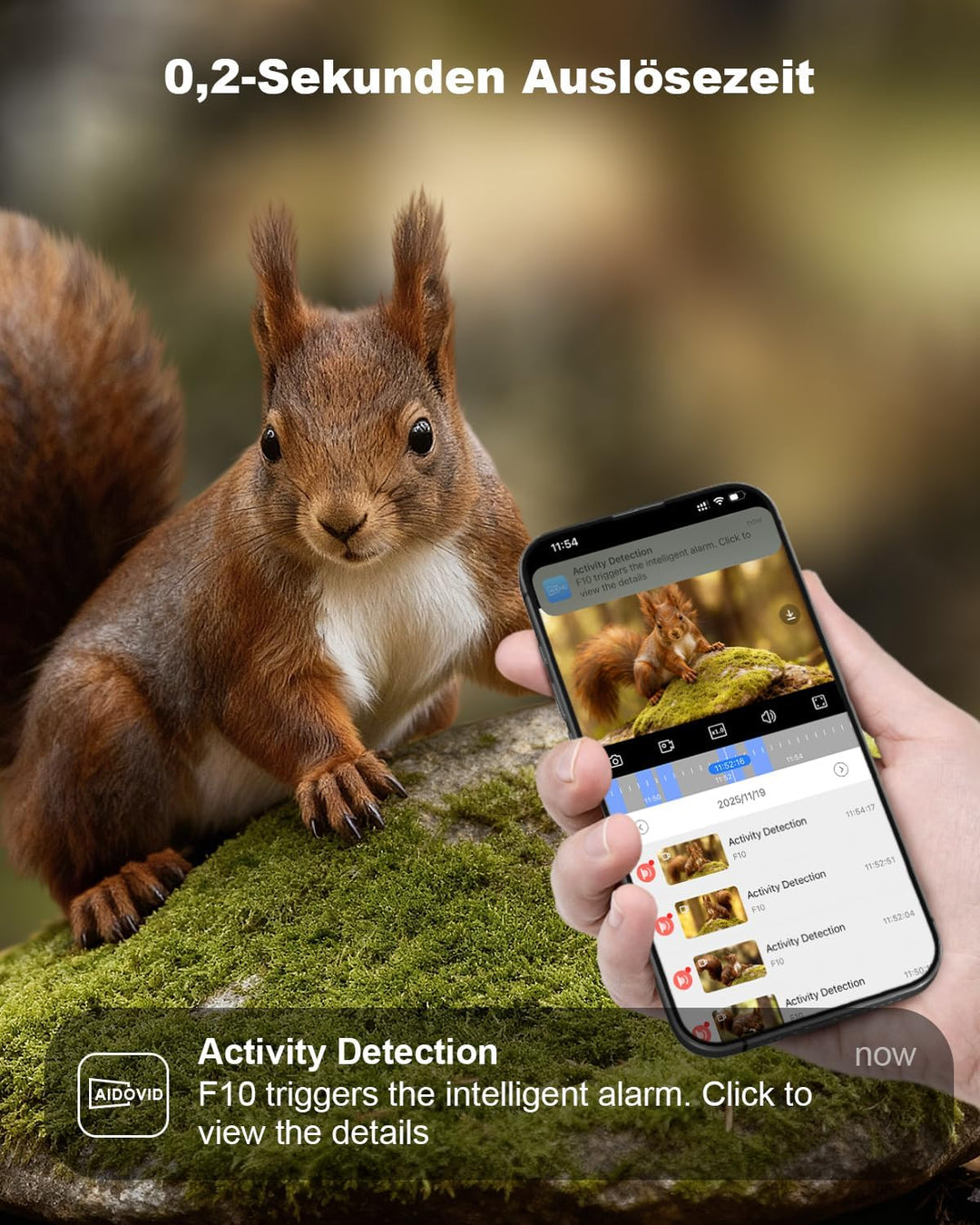 4G LTE Wildkamera mit Handyübertragung App 2.5K Solar Wildtierkamera mit eSIM Karte, Nachtsicht, Bew