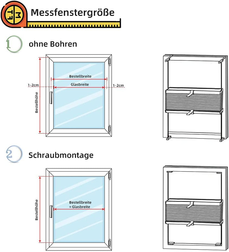 OBdeco Plissee Rollo Klemmfix ohner Bohren lichtdurchlässig Crushed Optik Faltrollo für Fenster und