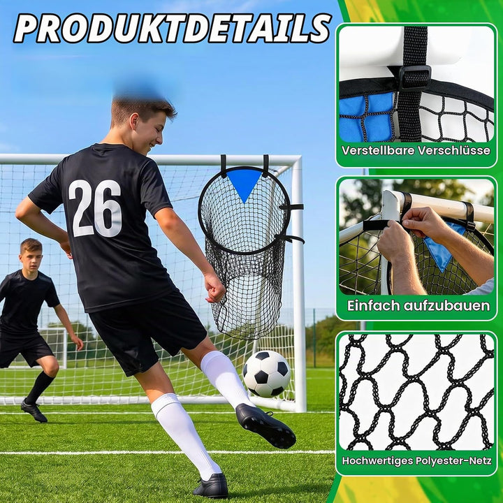 2 Stück Fussballtor Zielnetz, 45 x 60CM Fussball Ziel mit Rahmen, Nylongewebe Fussball Trainingszube