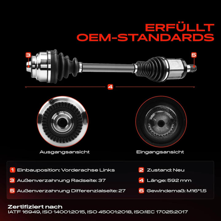 Frankberg Antriebswelle Vorderachse Links Kompatibel mit X3 F25 X4 F26 xDrive20 xDrive28 xDrive30 xD