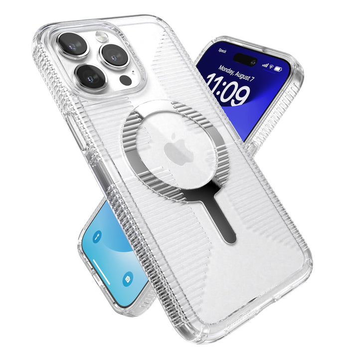 Speck Transparente Schutzhülle für iPhone 15 Pro Max – Schlank, gebaut für MagSafe, Fallschutzgriff