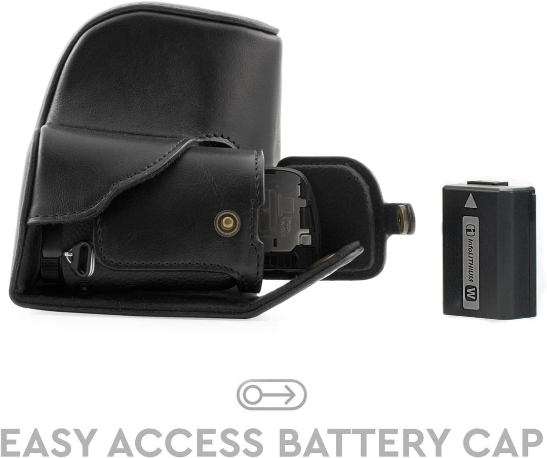 MegaGear "Immer bereit" Sony Leder Kameratasche - Stativ und peripheren Freundlich Zubehör - Kompati