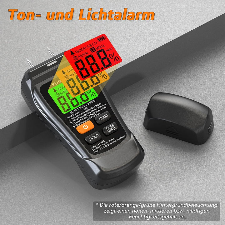 Feuchtigkeitsmessgerät Pin-Typ Holzfeuchtemessgerät Feuchtemessgerät Mauerwerk mit Farb-LCD-Display