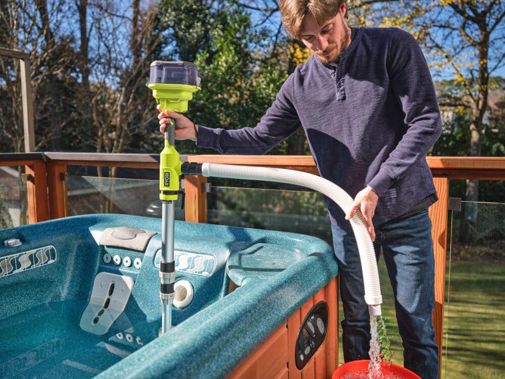 RYOBI 18 V ONE+ Akku-Regenfasspumpe RY18STPA-0 (bis zu 3.360 l/h Förderleistung, bis zu 7 m Förderhö