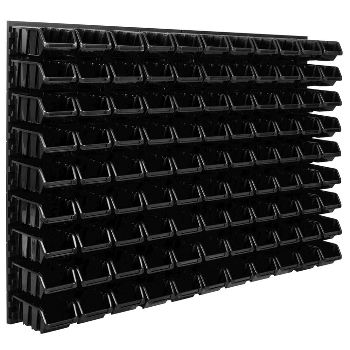 Lagersystem Werkstattregal | 115 x 78 cm | 99 stck. Box | Wandregal mit Stapelboxen - Wandplatten Ex
