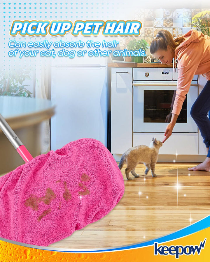 KEEPOW 8 Stück Mikrofaser Tücher für Swiffer Bodenwischer, Nass & Trocken, Wiederverwendbare für Swi