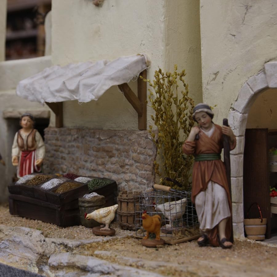 FADEDA 5X Hahn mit Hühnern/Höhe:5 cm/handbemalt/detailgetreue Krippen Figuren - Weihnachten Tisch De