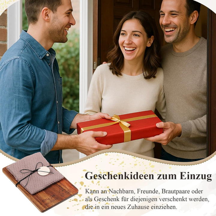 Xuniea Einweihungsgeschenk Holz Schneidebrett Baumwolle Küchentuch Neues Zuhause Geschenk zum Einzug