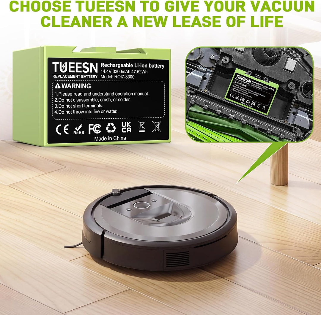 14.4V 3300mAh Ersatzakku für iRobot i7/i7+ e5 e6,iRobot roomba i3/i3+ i4 i6 J7