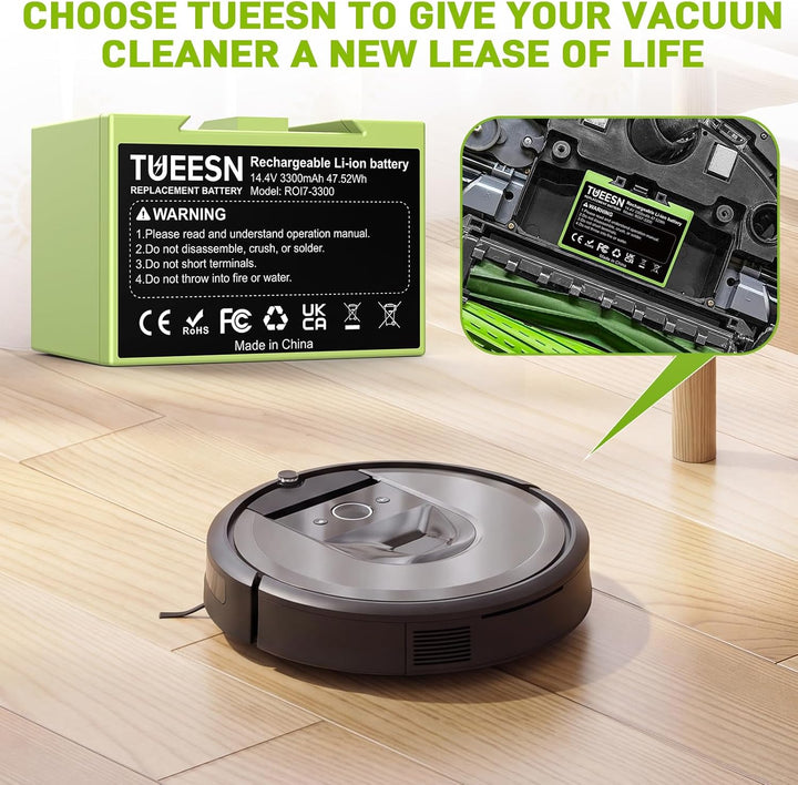 14.4V 3300mAh Ersatzakku für iRobot i7/i7+ e5 e6,iRobot roomba i3/i3+ i4 i6 J7