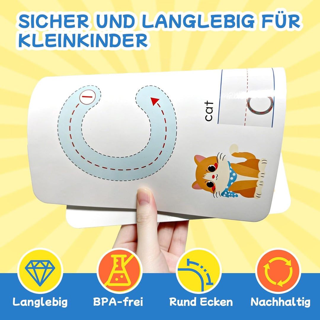 VBACALA Alphabet- und Zahlen-Knete für Kinder ab 3 Jahren – doppelseitig ABC-Karten mit Formen, Lern