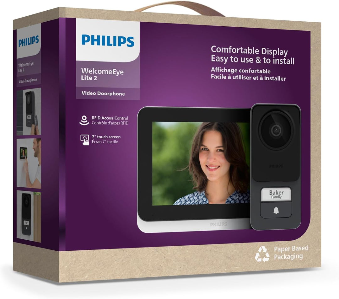 Philips - Video-Türsprechanlage mit Kabel, 17,8 cm (7 Zoll), Touchscreen, sehr flach – WelcomeEye Li