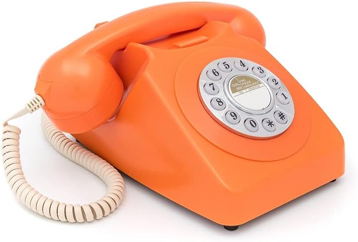 GPO 746PUSHORA - Nostalgie Telefon im 70er Jahre Design, Orange Orange Einzelbett, Orange Einzelbett