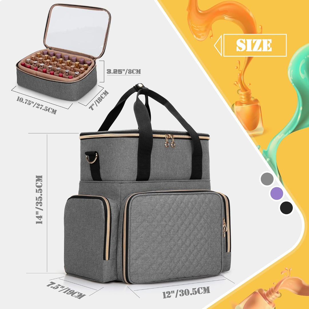 Luxja Nagellack Tasche, Nagellack Aufbewahrung Tasche für 70 Flaschen Nagellack und Nagellampe, Nage