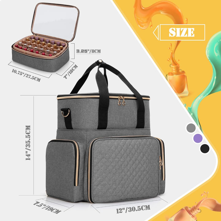 Luxja Nagellack Tasche, Nagellack Aufbewahrung Tasche für 70 Flaschen Nagellack und Nagellampe, Nage