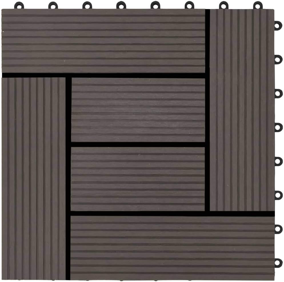 Gecheer 22 STK. Terrassenfliesen WPC Fliesen Balkon Bodenbelag Gartenfliese Balkonfliese Klickfliese