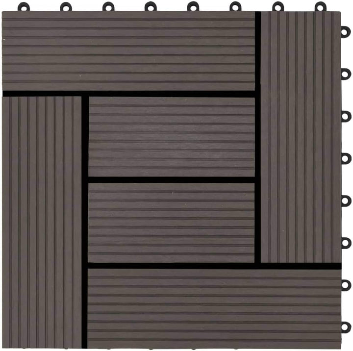 Gecheer 22 STK. Terrassenfliesen WPC Fliesen Balkon Bodenbelag Gartenfliese Balkonfliese Klickfliese