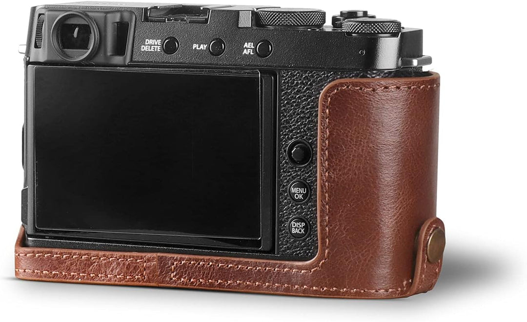 MegaGear Ever Ready Halbtasche aus echtem Leder, mit Schultergurt, kompatibel mit Fujifilm X Series