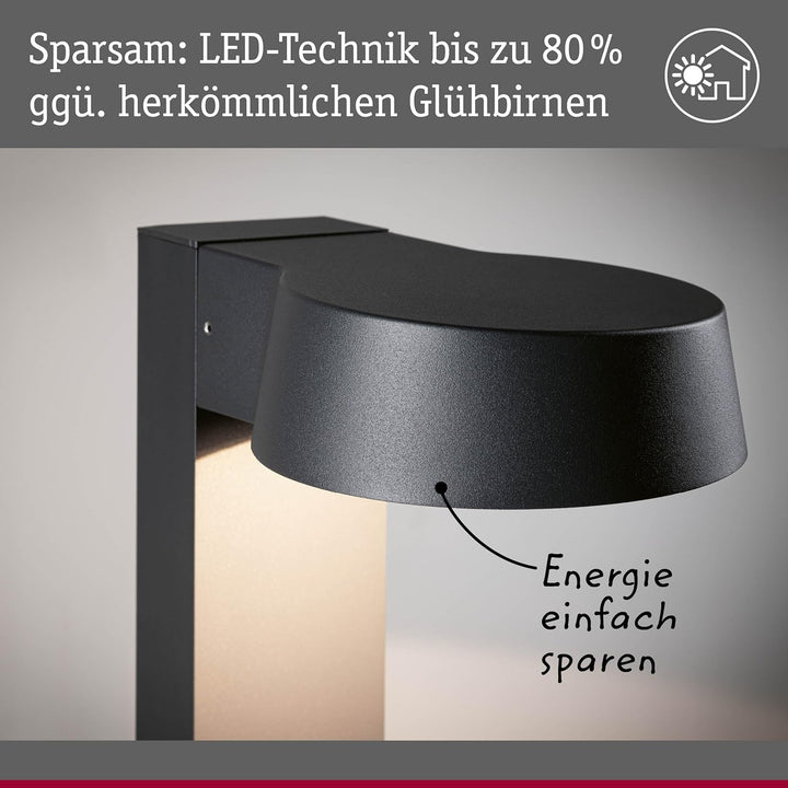 Paulmann 94790 LED Pollerleuchte Capea Grand IP44 11,5W 1050lm 650mm Anthrazit Alu Druckguss 3000K
