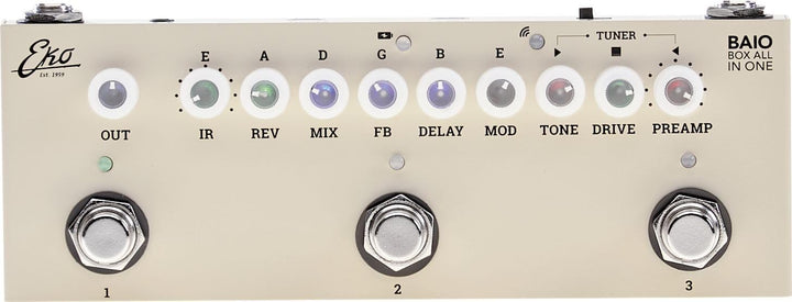 EKO Guitars - BAIO Multieffekt-Pedal für Gitarre mit integriertem IR, 9 Arten von integrierten Vorve