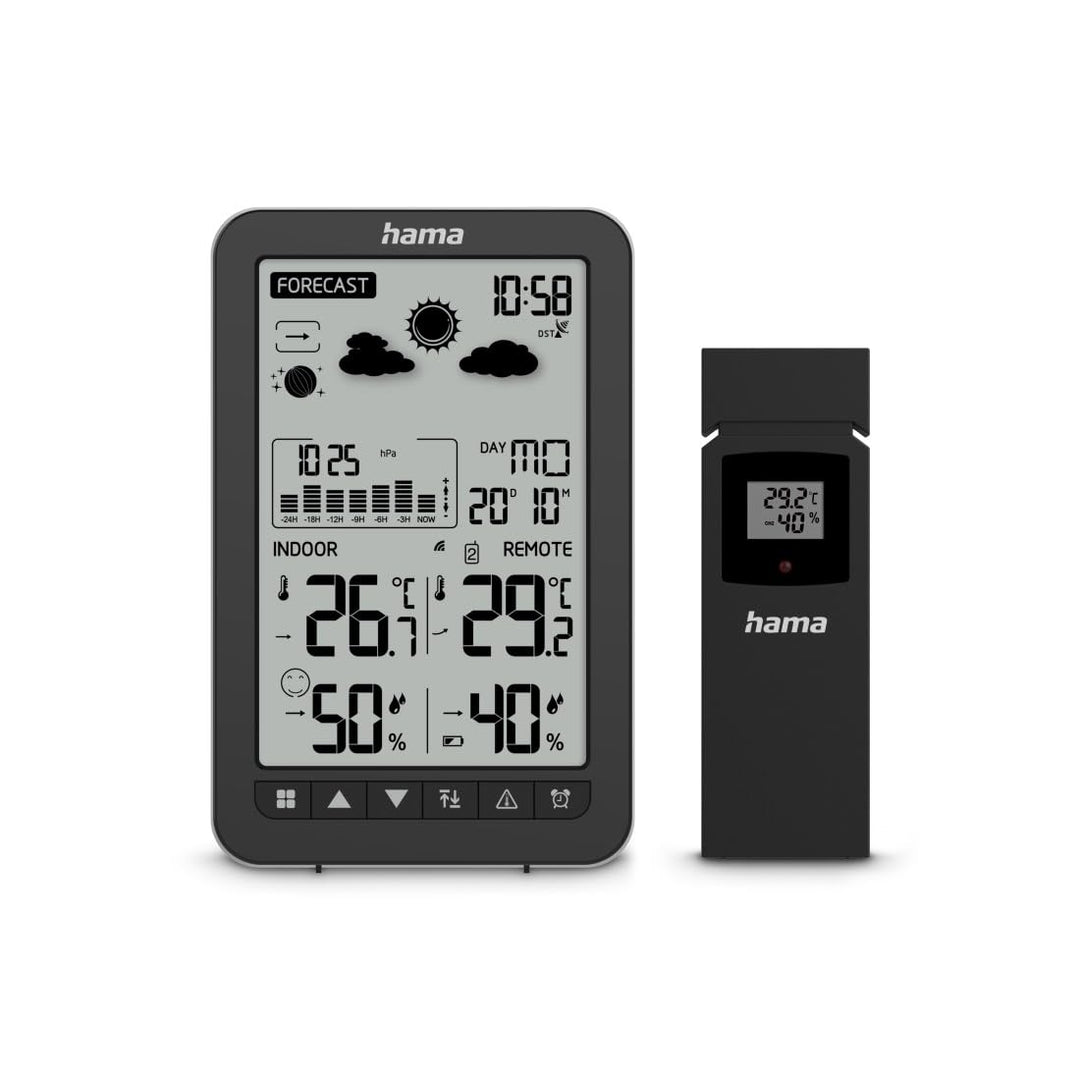 Wetterstation "Ko Samui", mit Aussensensor, Funk, Wecker, Schwarz