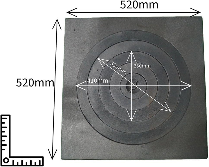 Sellon24® Ofenplatte Feuer Herdring Gusseisen Gussringe Gusseisenringe Cast Iron 52x52cm
