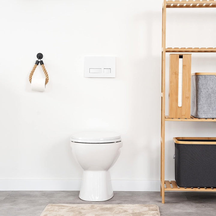 HENNEZ Toilettenpapier Aufbewahrung Bambus 4 Rollen Klopapier mit Deckel & Ablage Ersatzrollenhalter