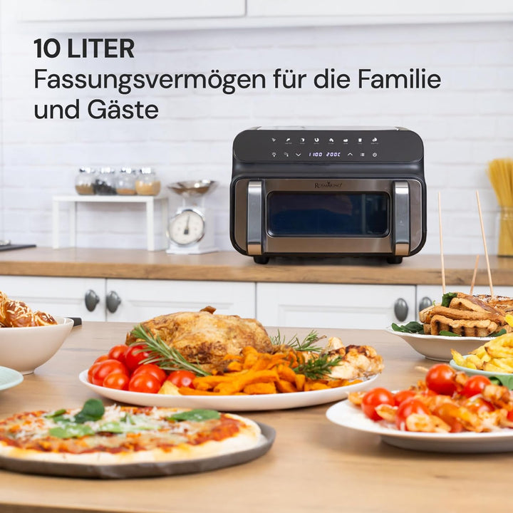Rosmarino Infinity MasterPro Heissluftfritteuse Airfryer 10L - Multifunktion 5-in-1: Heissluftfritte