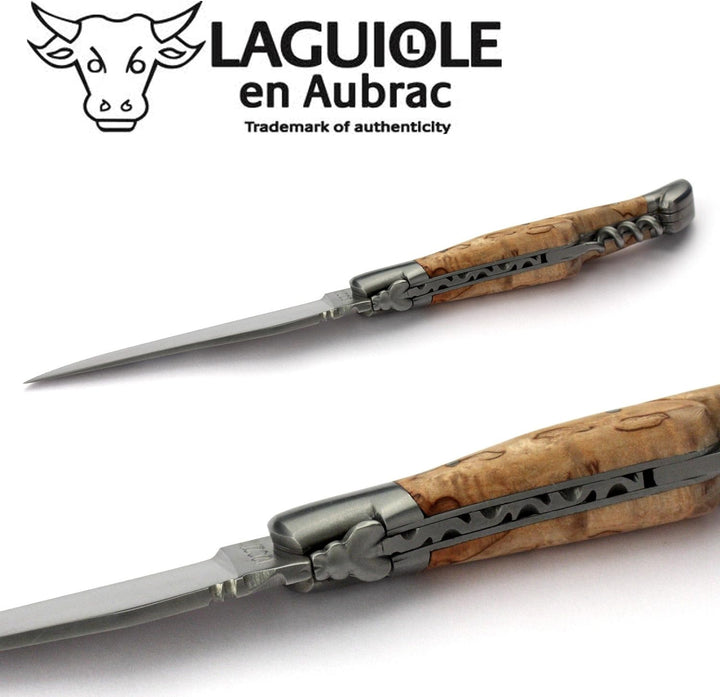 LAGUIOLE en Aubrac Taschenmesser mit Korkenzieher L0312BHIF 12 cm, Griffschalen Birkenholz, Klinge 1