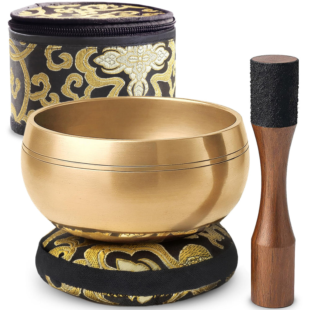 Silent Mind Klangschale Ø9cm Bronze – Handgefertigtes Komplett-Set mit Kissen und Klöppel, für Anfän