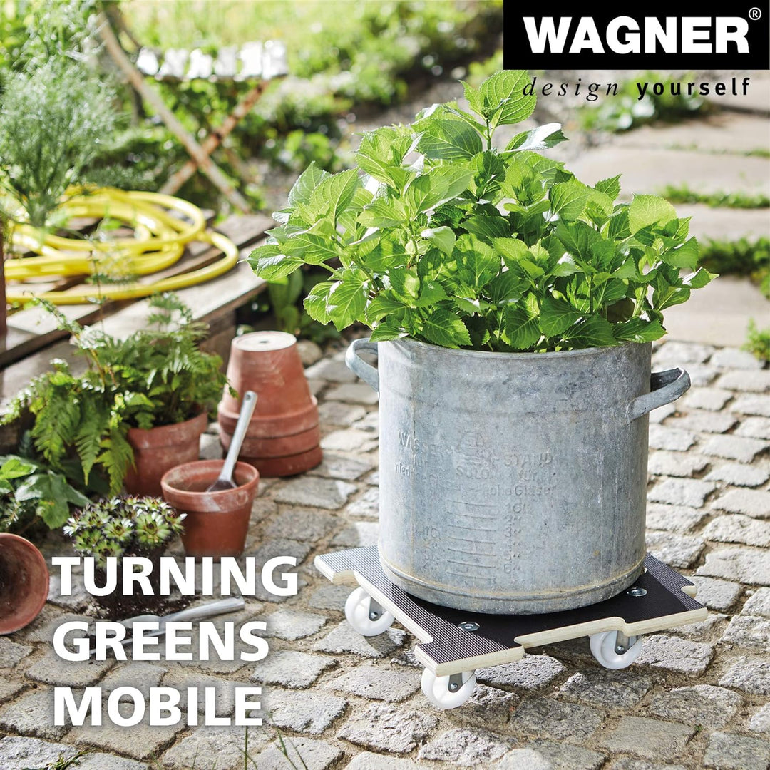 Wagner Pflanzenroller Maxigrip 39 x 39 x 10 cm I Kübelroller f. Aussenbereich + Innenbereich I Trans