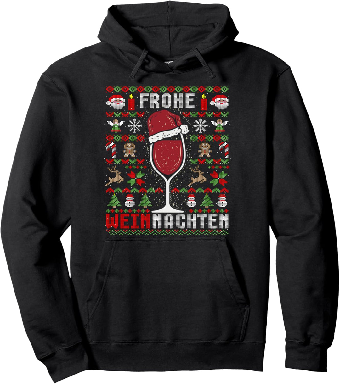Ugly Christmas Frohe Weinnachten Wein Geschenk Weintrinker Pullover Hoodie