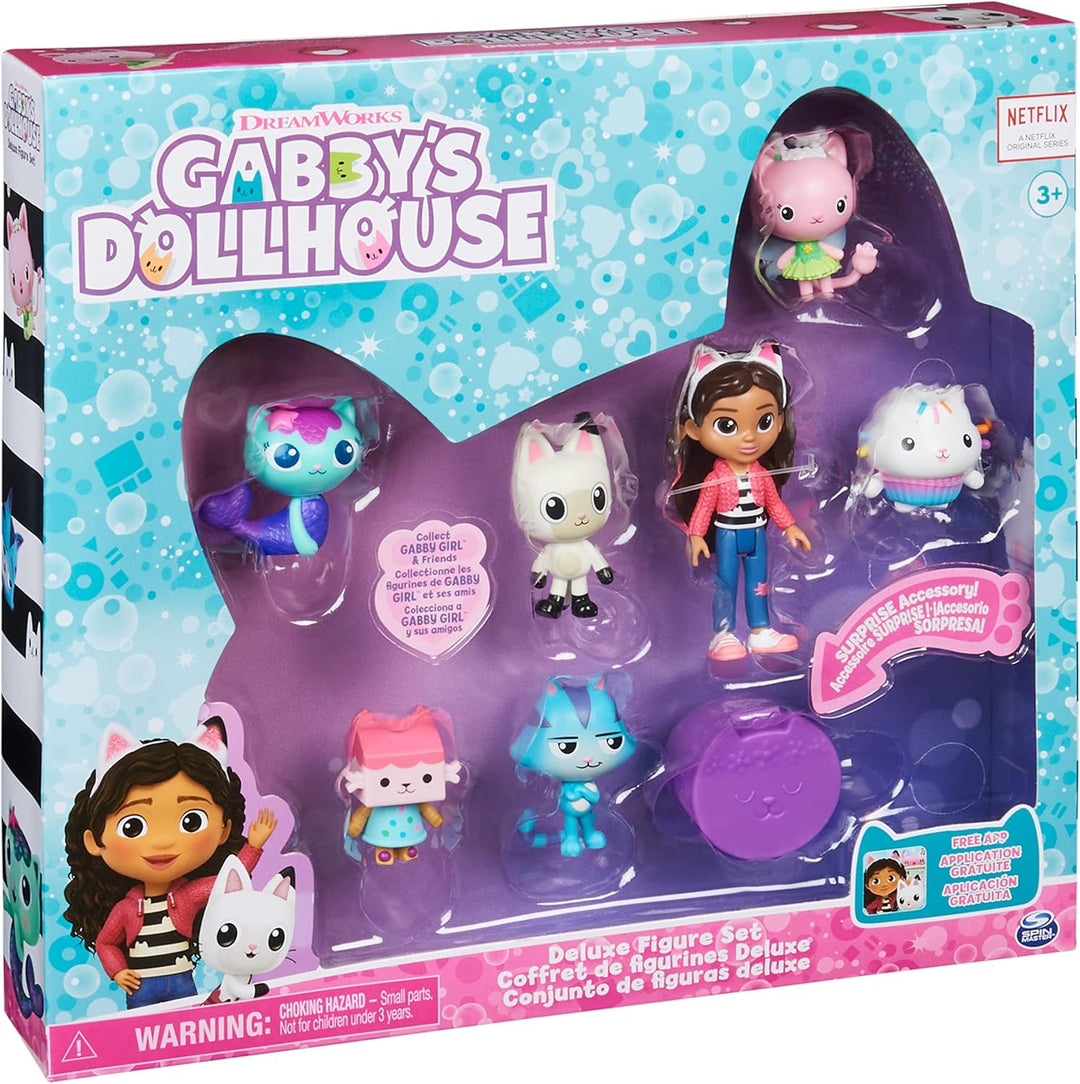 Gabby's Dollhouse, Deluxe Figur Geschenkset mit 7 Spielfiguren und Überraschungszubehör, Kinderspiel