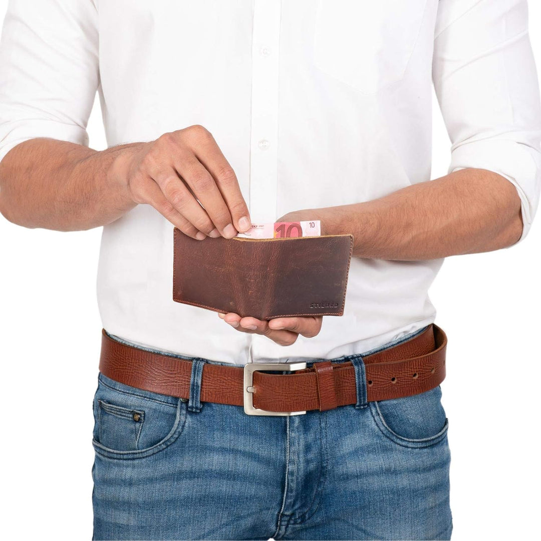 STILORD 'Darren' Slim Wallet mit Münzfach Leder Kleine Geldbörse RFID Herren Minibörse Portemonnaie