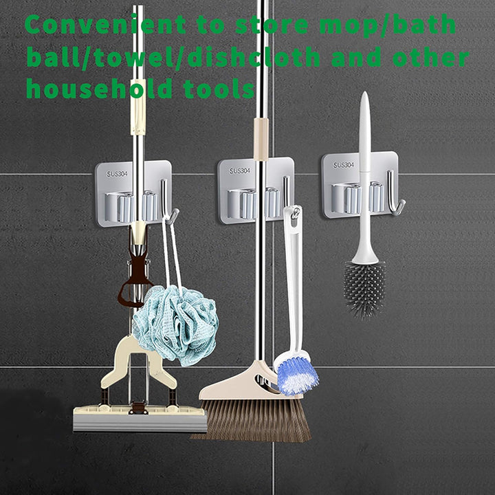 4 Stück Gerätehalter,Mop Halter Edelstahl Besenhalter Ordnungsleiste Wandhalter (4 Schnellspannern,