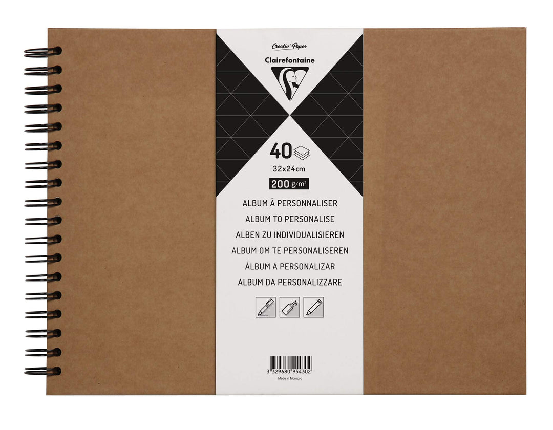 Clairefontaine 95430C Heft mit Kraftpapier zum Individualisieren (32 x 24 cm, 40 Blatt, 200 g, Spira
