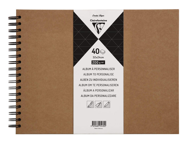 Clairefontaine 95430C Heft mit Kraftpapier zum Individualisieren (32 x 24 cm, 40 Blatt, 200 g, Spira