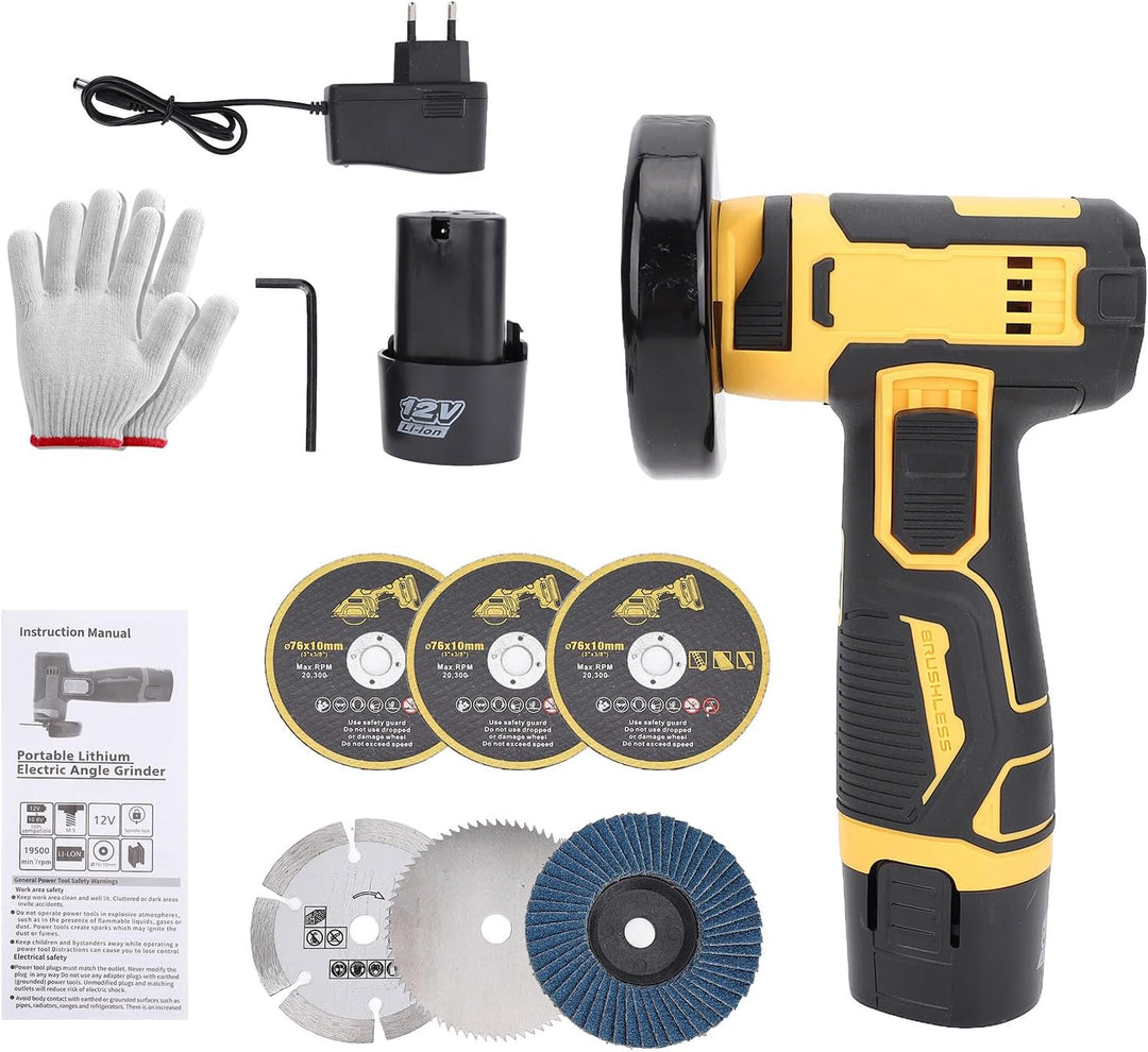 Mini Winkelschleifer,12V Akku Mini Flex 19500 rpm/76mm,Professional Mini Akku Winkelschleifer Set Ge