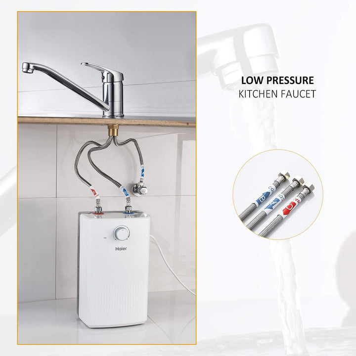 BONADE Niederdruck Armatur Küche, Wasserhahn Küche Niederdruck mit 3 Anschluessen für Boiler, 360° D