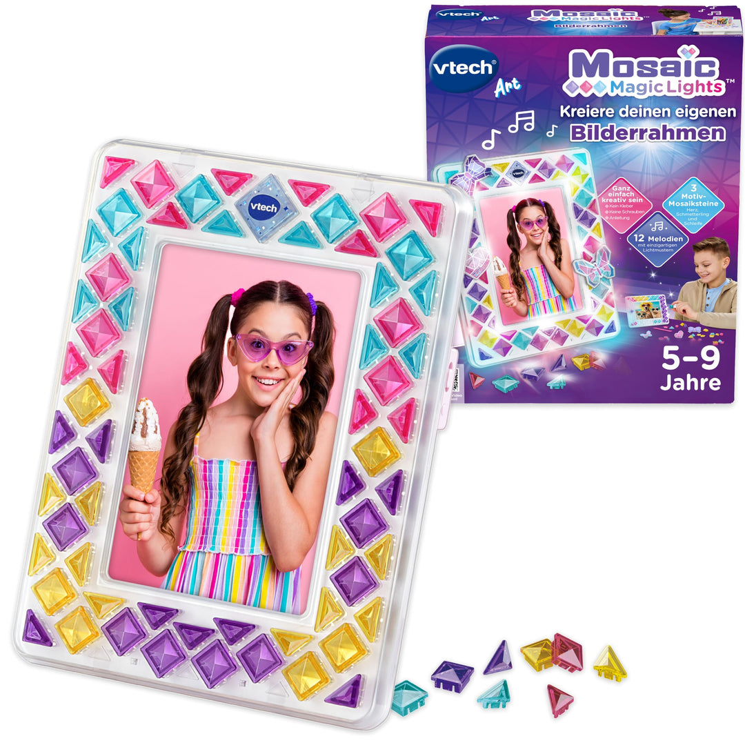 Vtech Mosaic Magic Lights Bilderrahmen – Personalisierbarer Fotorahmen mit wiederverwendbaren Mosaik
