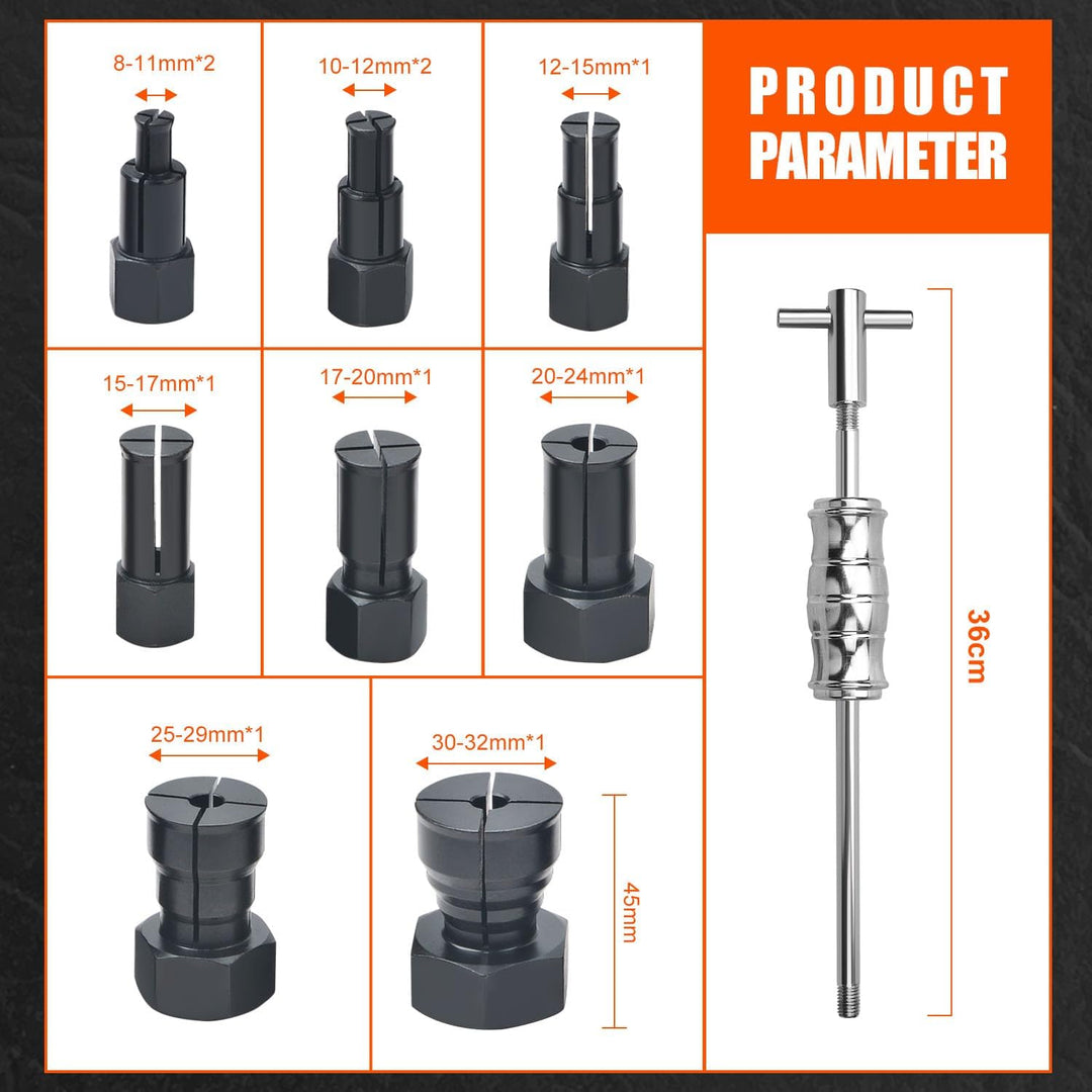13 TLG 8-32 mm Sackloch-Innenlager-Abzieher-Set mit Gleithammer und erweiterbaren Spannzangen für Au