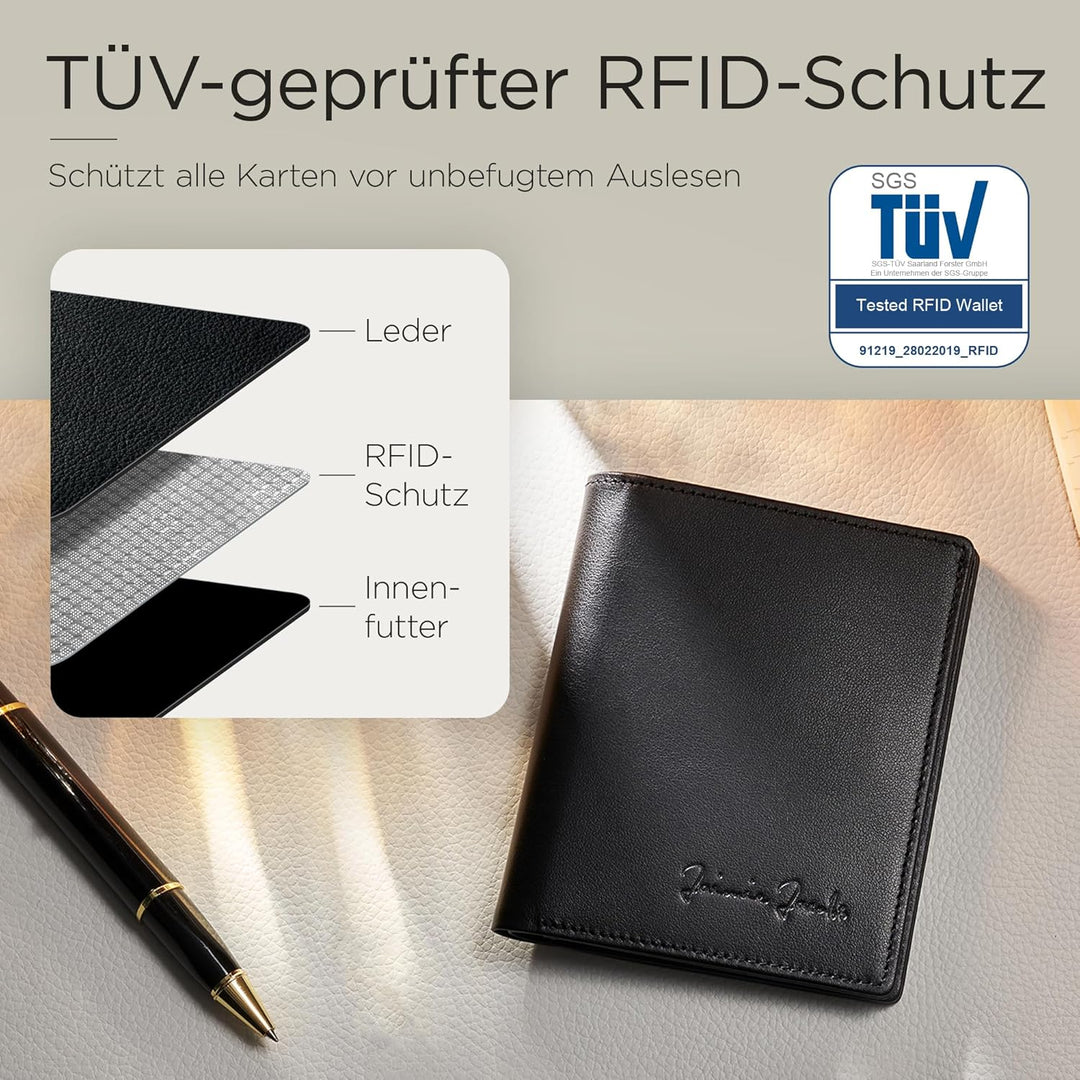 Jaimie Jacobs SLIMSTAR Geldbeutel dünne Geldbörse echtes Leder Slim Wallet Hochformat RFID-Schutz He